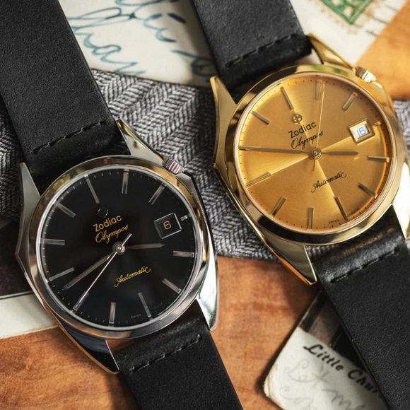 Zodiac Black Olympos Steel Black Leather Swiss Automatic Men's Watch ZO9700 NEW - Picture 6 of 8